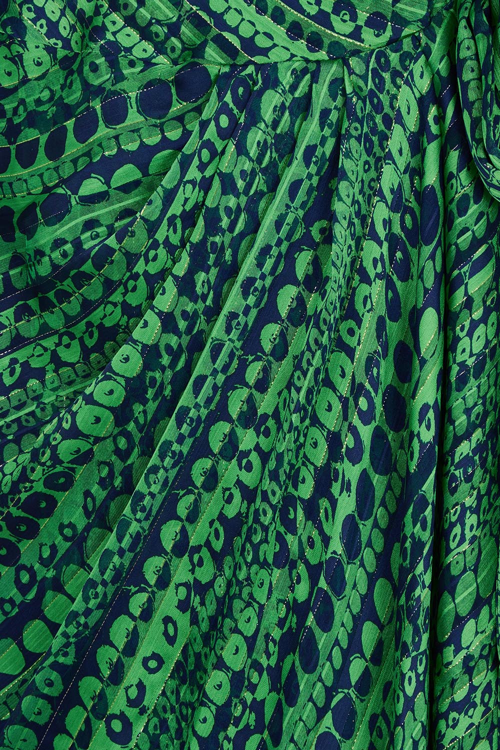 Product shot of the Savoir Midi Wrap Dress in colour Green (Green), detail