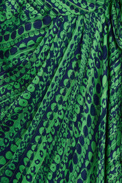 Product shot of the Savoir Midi Wrap Dress in colour Green (Green), detail
