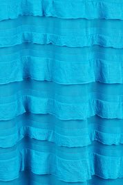 Product shot of the Maddison Maxi Ruffle Dress in colour Aqua (Blue), detail