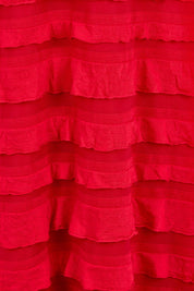 Product shot of the Maddison Maxi Ruffle Dress in colour Cherry (Red), detail