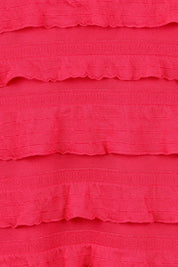 Product shot of the Maddison Maxi Ruffle Dress in colour Raspberry (Pink), detail