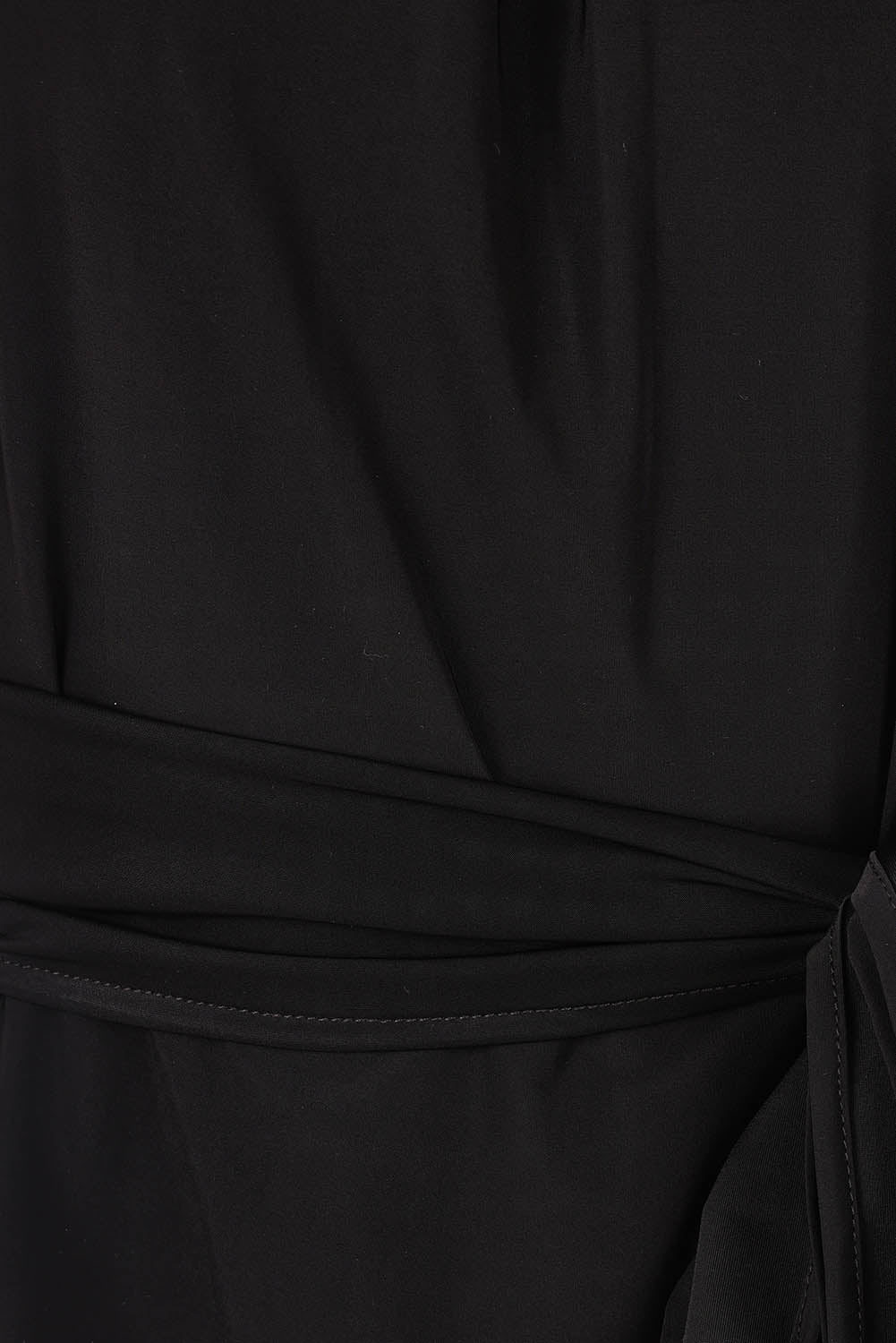 Product shot of the High Neck Tie Top in colour Black (Black), detail