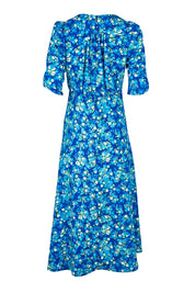 Product shot of the Sweet Pea Midi Dress in colour Blue (Blue), from the back