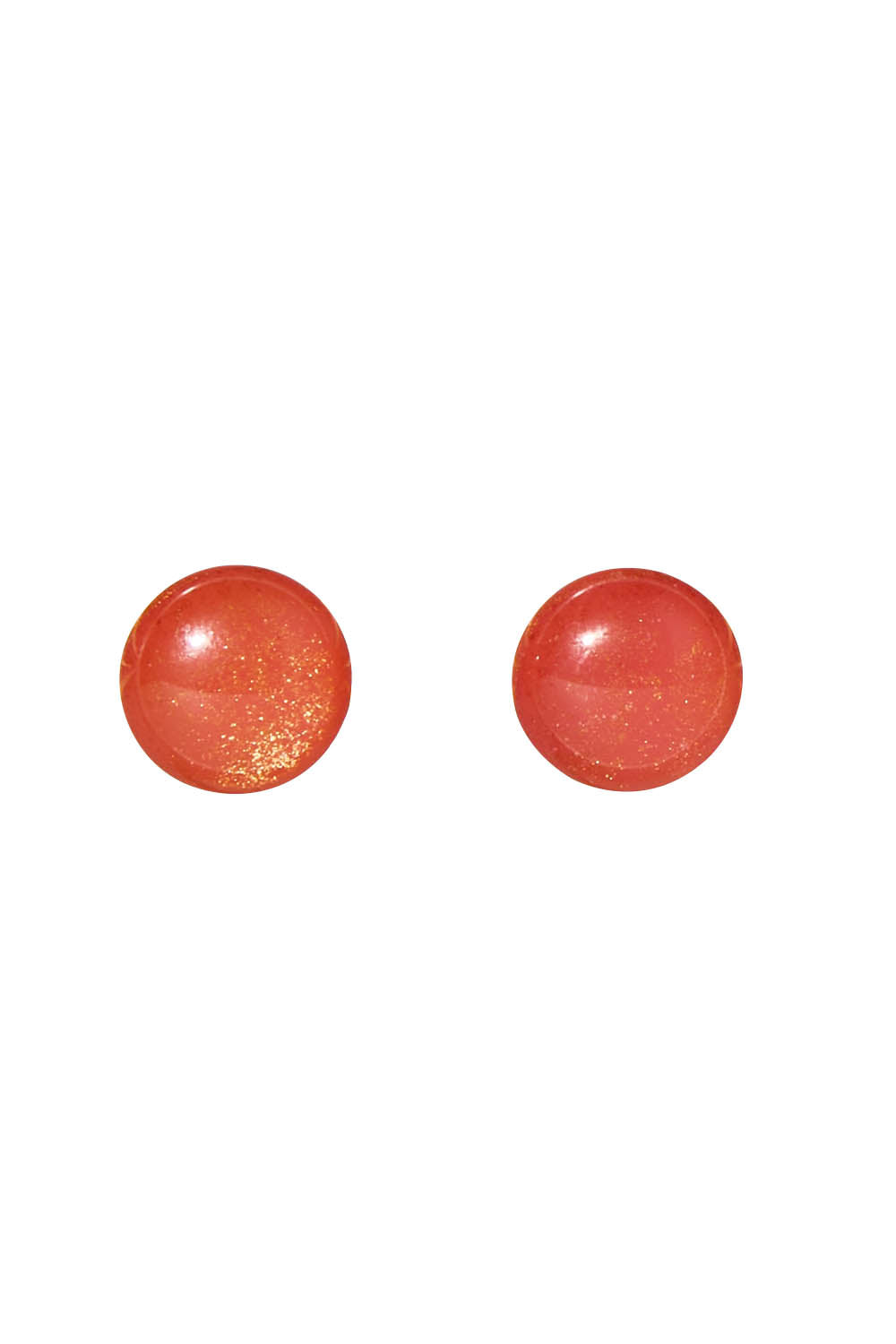 Product shot of the Medium Glass Stud Earrings in colour Coralgold, from the front