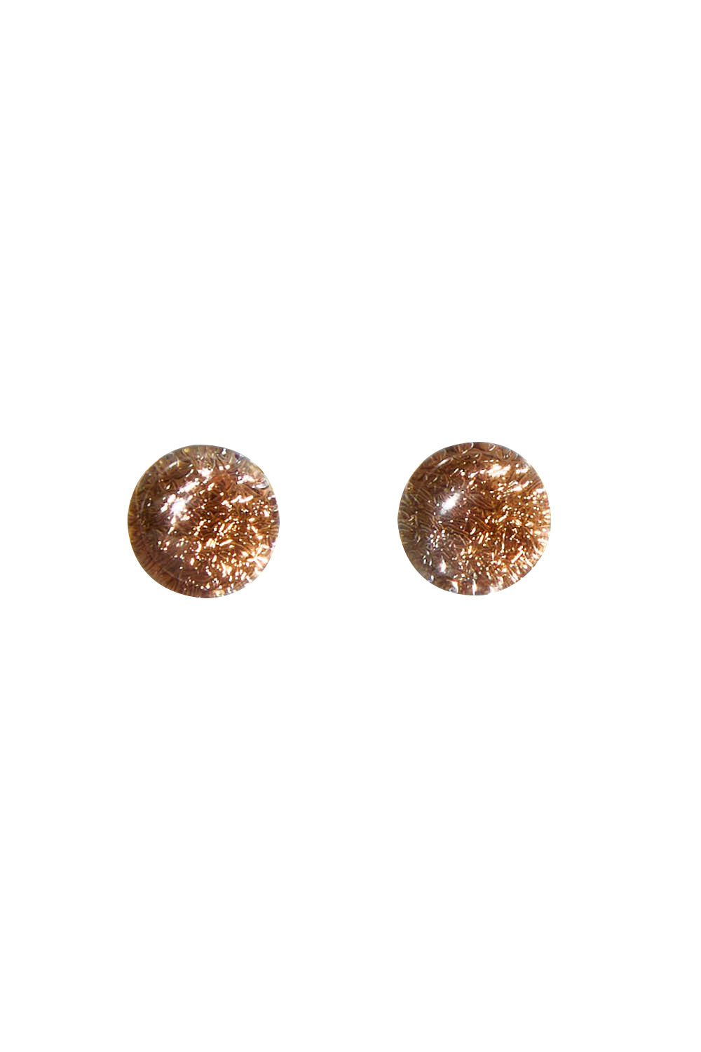 Product shot of the Small Glass Stud Earrings in colour Bronze (Metallics), from the front