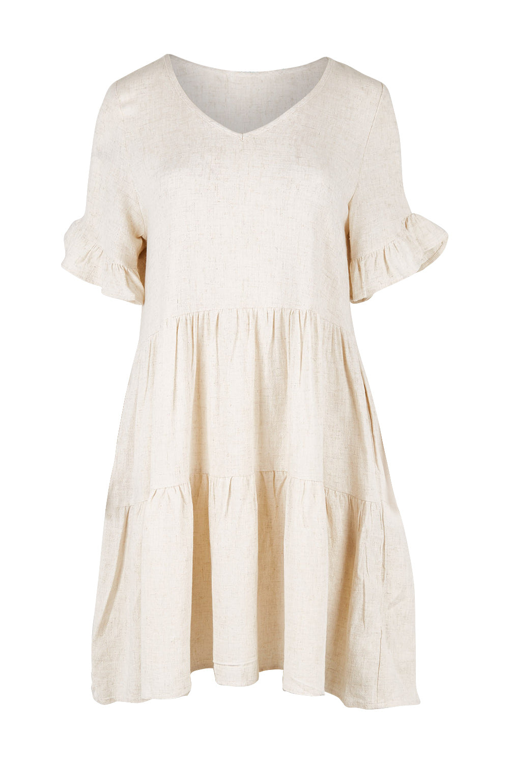 Product shot of the Gia Dress in colour Natural, from the front