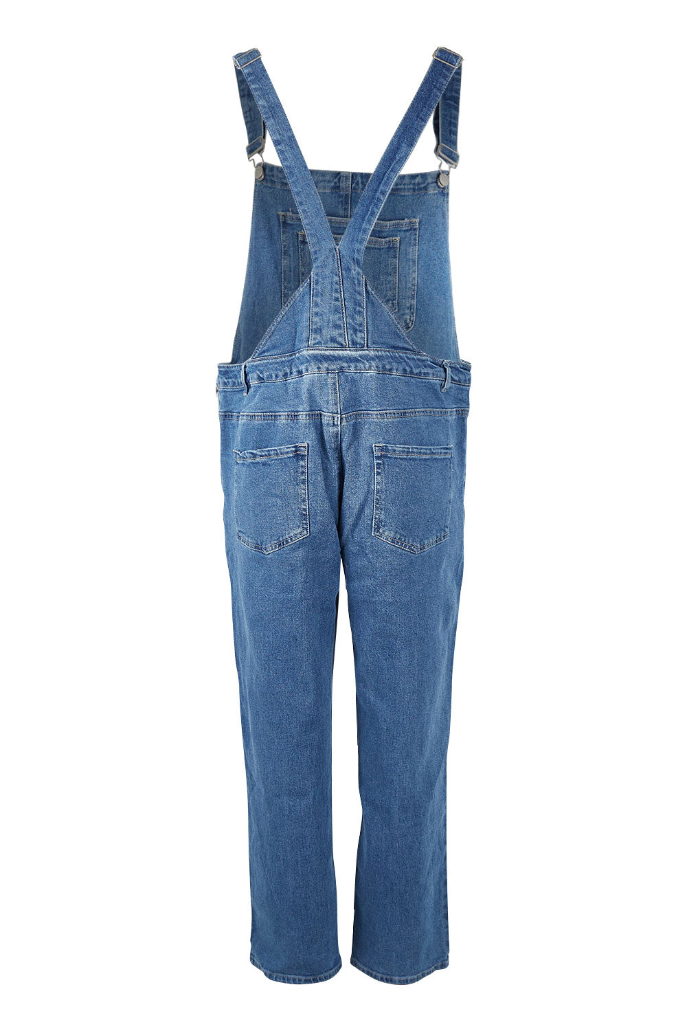 Product shot of the Simone Dungaree in colour Wornwash (Blue), from the back