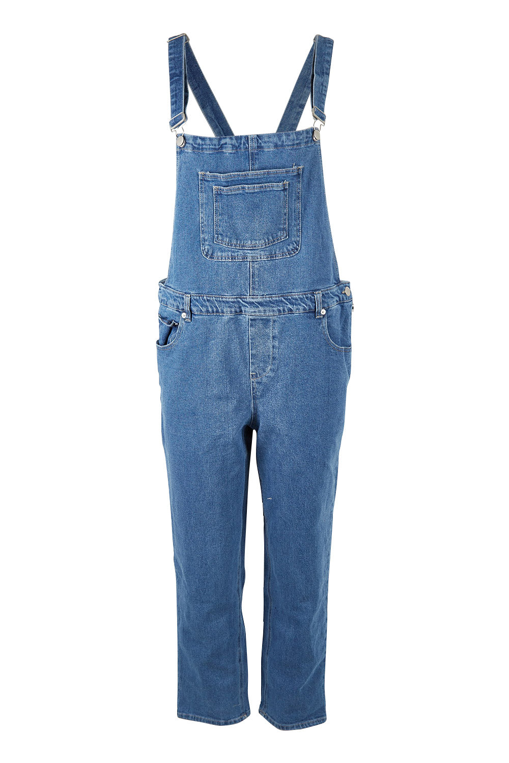 Product shot of the Simone Dungaree in colour Wornwash (Blue), from the front