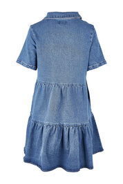Product shot of the Kellie Denim Dress in colour 80Wash (Blue), from the back