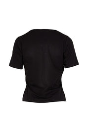 Product shot of the Claire V Neck Tee in colour Black (Black), from the back