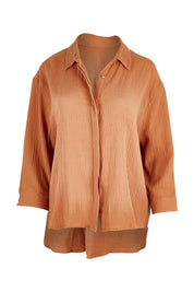 Product shot of the Felix Oversized Shirt in colour Mocha, from the front