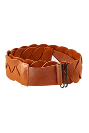 Product shot of the Koko Lattice Belt in colour Tan, from the front
