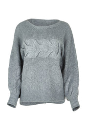 Product shot of the Belinda Chunky Cable Knit in colour Greymarle (Grey), from the front