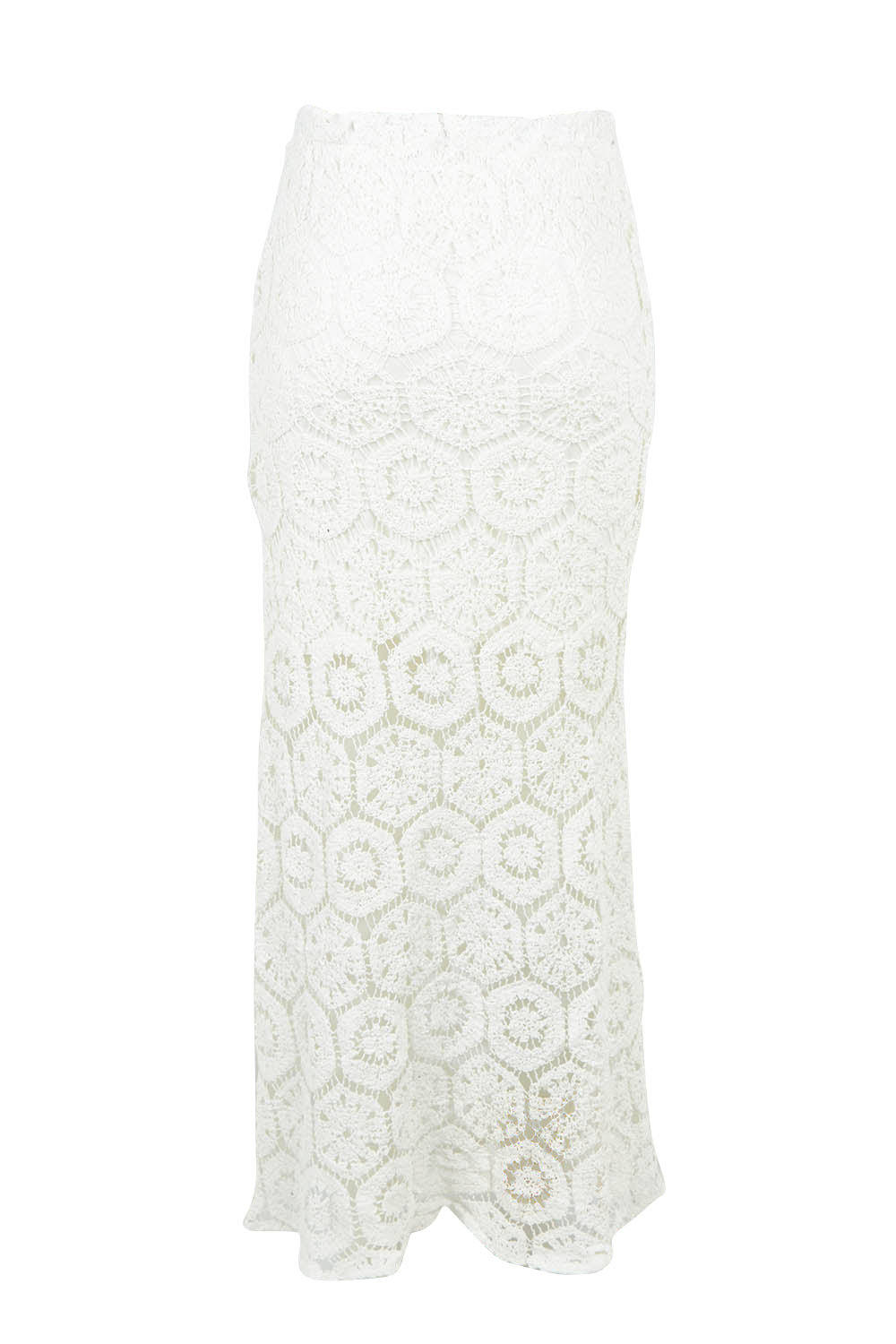 Product shot of the Clover Lace Cotton Skirt in colour White (White), from the back
