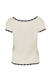 Product shot of the Coco Crochet Cotton Knit Top in colour Cream, from the back