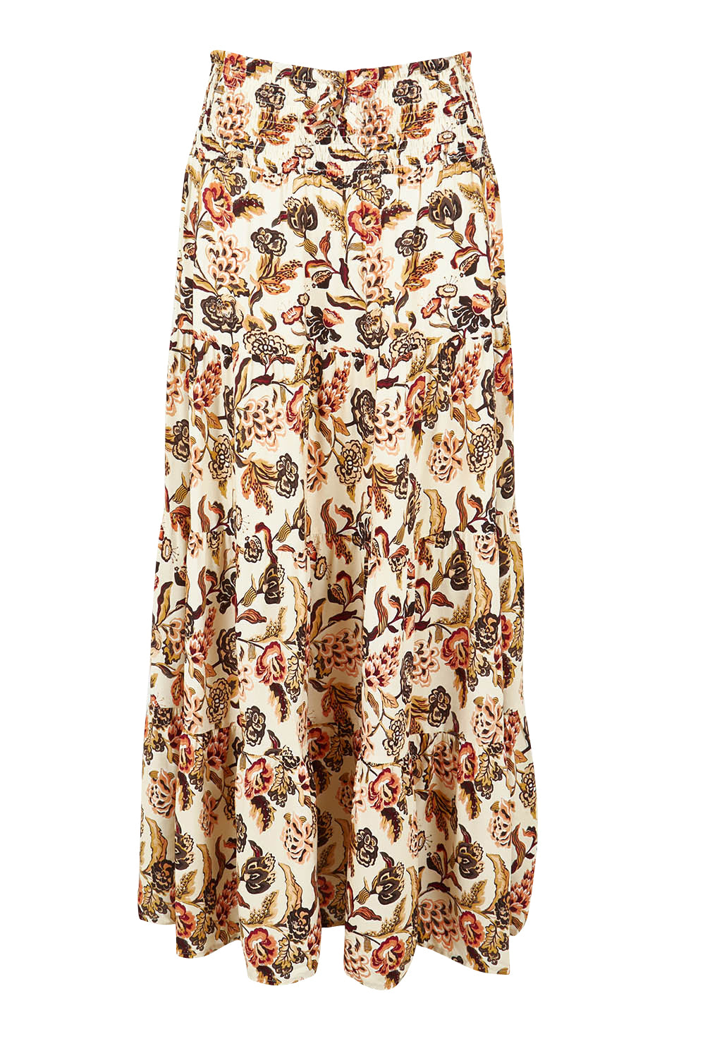 Product shot of the Dara Boho Skirt in colour Wildflower, from the front