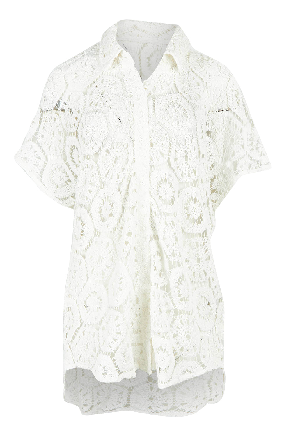 Product shot of the Clover Lace Cotton Shirt in colour White (White), from the front