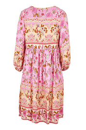 Product shot of the Chiara Dress in colour Paisley (Pink), from the back