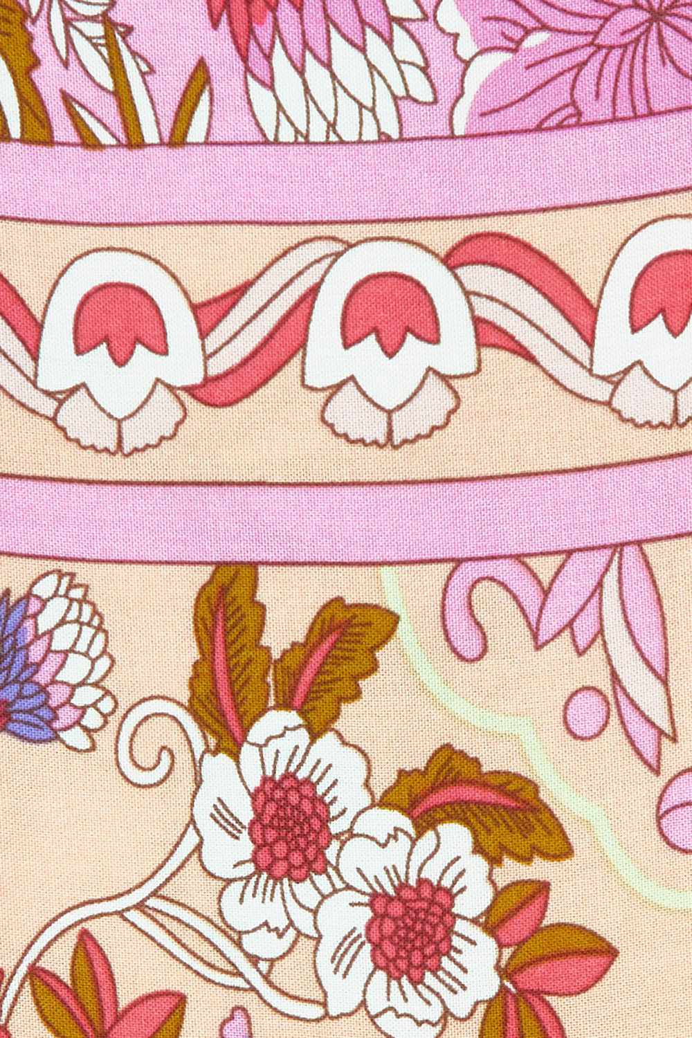 Product shot of the Chiara Dress in colour Paisley (Pink), detail