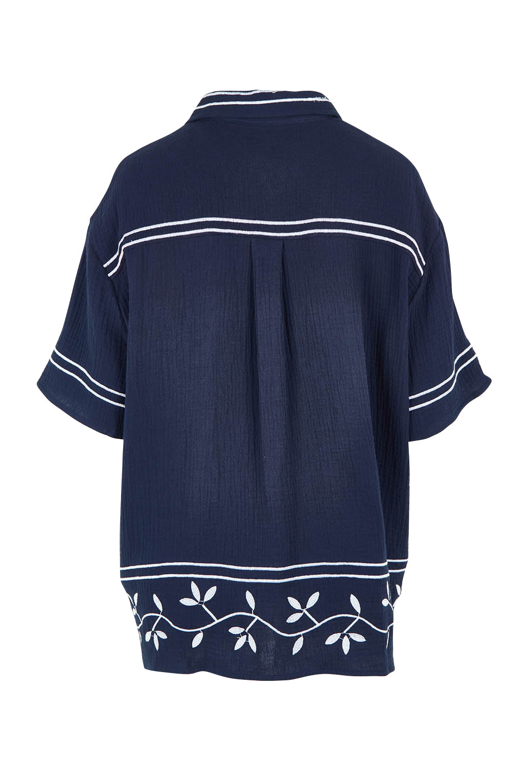 Product shot of the Jayden Cotton Short Sleeve Shirt in colour Navy (Blue), from the back