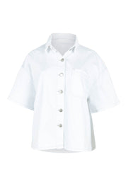 Product shot of the Wyatt Short Sleeve Denim Shirt in colour White (White), from the front
