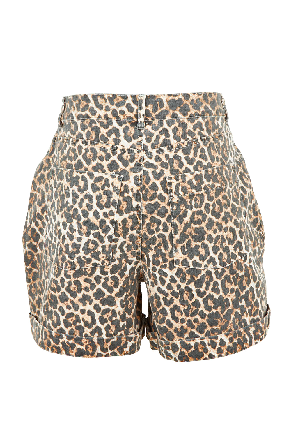 Product shot of the Wyatt Denim Shorts in colour Animal, from the back