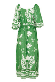 Product shot of the Lyndel Dress in colour Green (Green), from the back