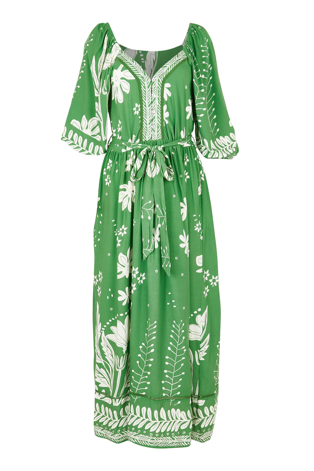 Product shot of the Lyndel Dress in colour Green (Green), from the front