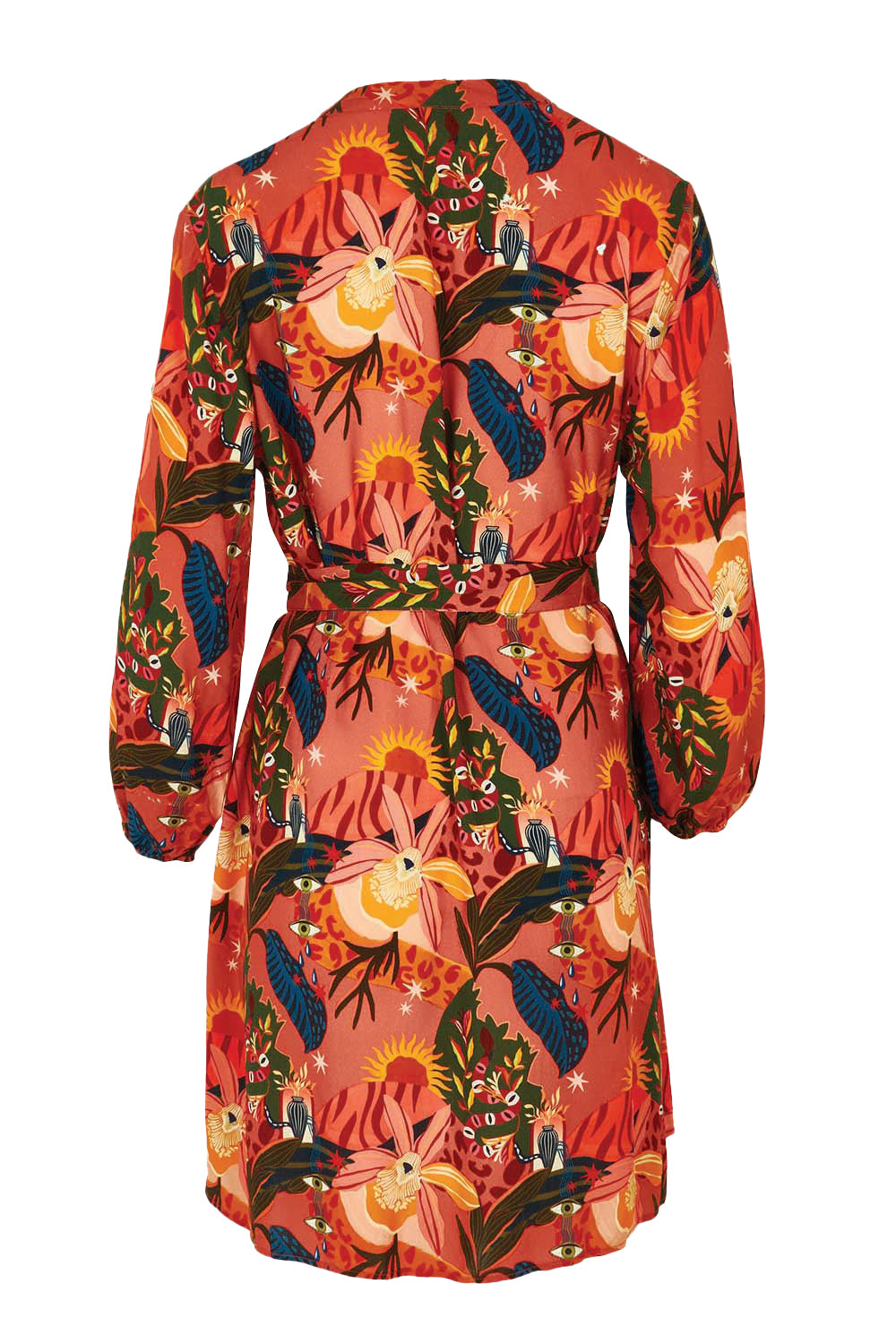 Product shot of the Zelda Dress in colour Desert, from the back