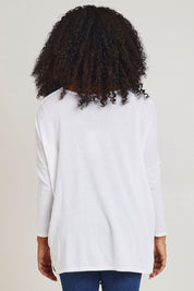 Model Ziara wearing size 10 of the Khaleesi Cotton Knit Top in colour White (White), from the back