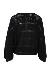 Product shot of the Marcello Cotton Crochet Top in colour Black (Black), from the front