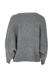 Product shot of the Concord Cotton Blend Knit in colour Greymarle (Grey), from the back