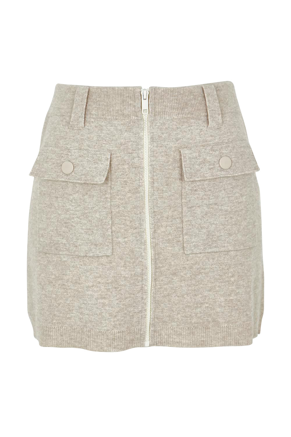Product shot of the Baldwin Cotton Blend Knit Skirt in colour Oatmeal, from the front