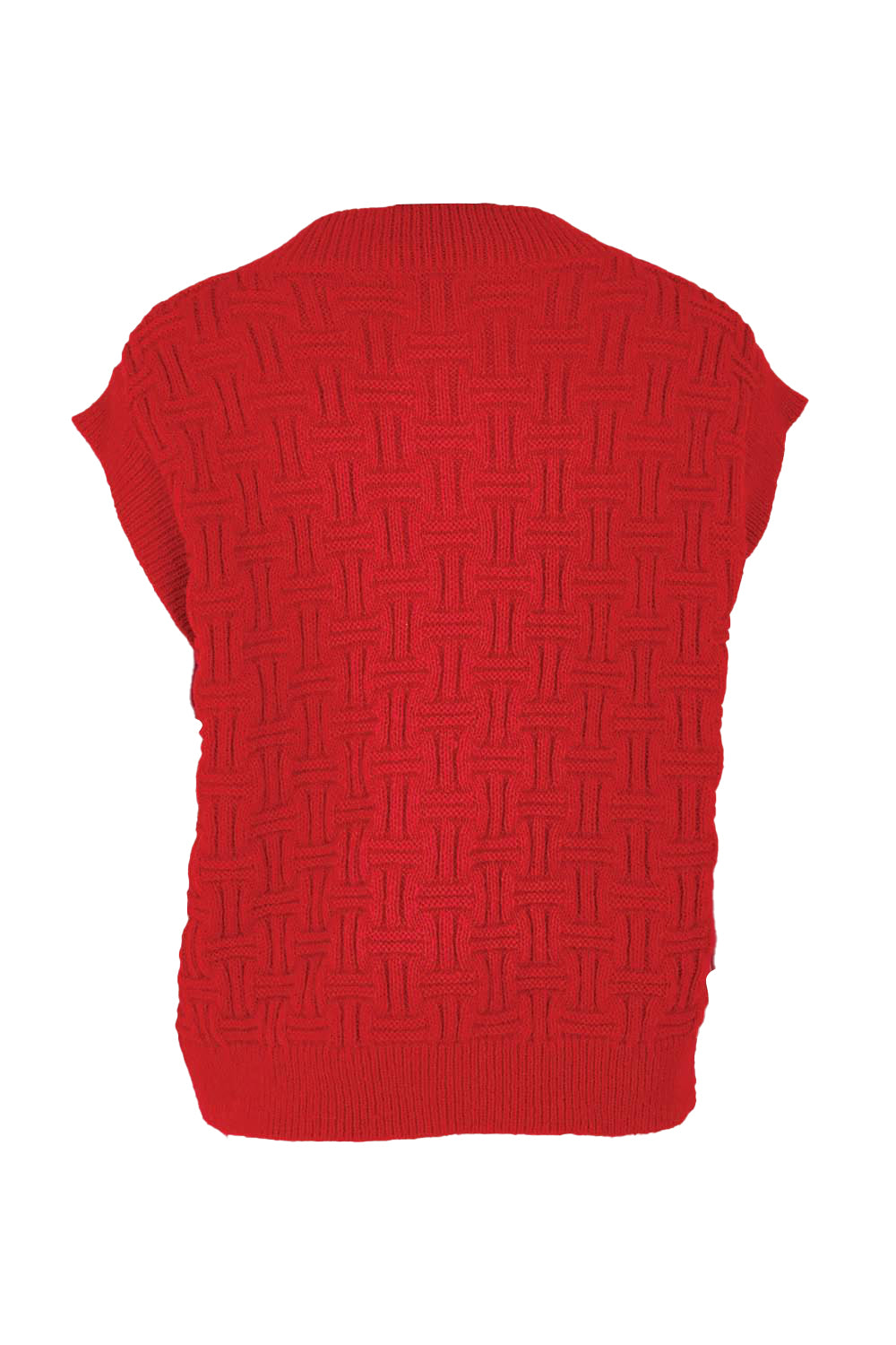 Product shot of the Zadie Vest in colour Poppyred (Red), from the back