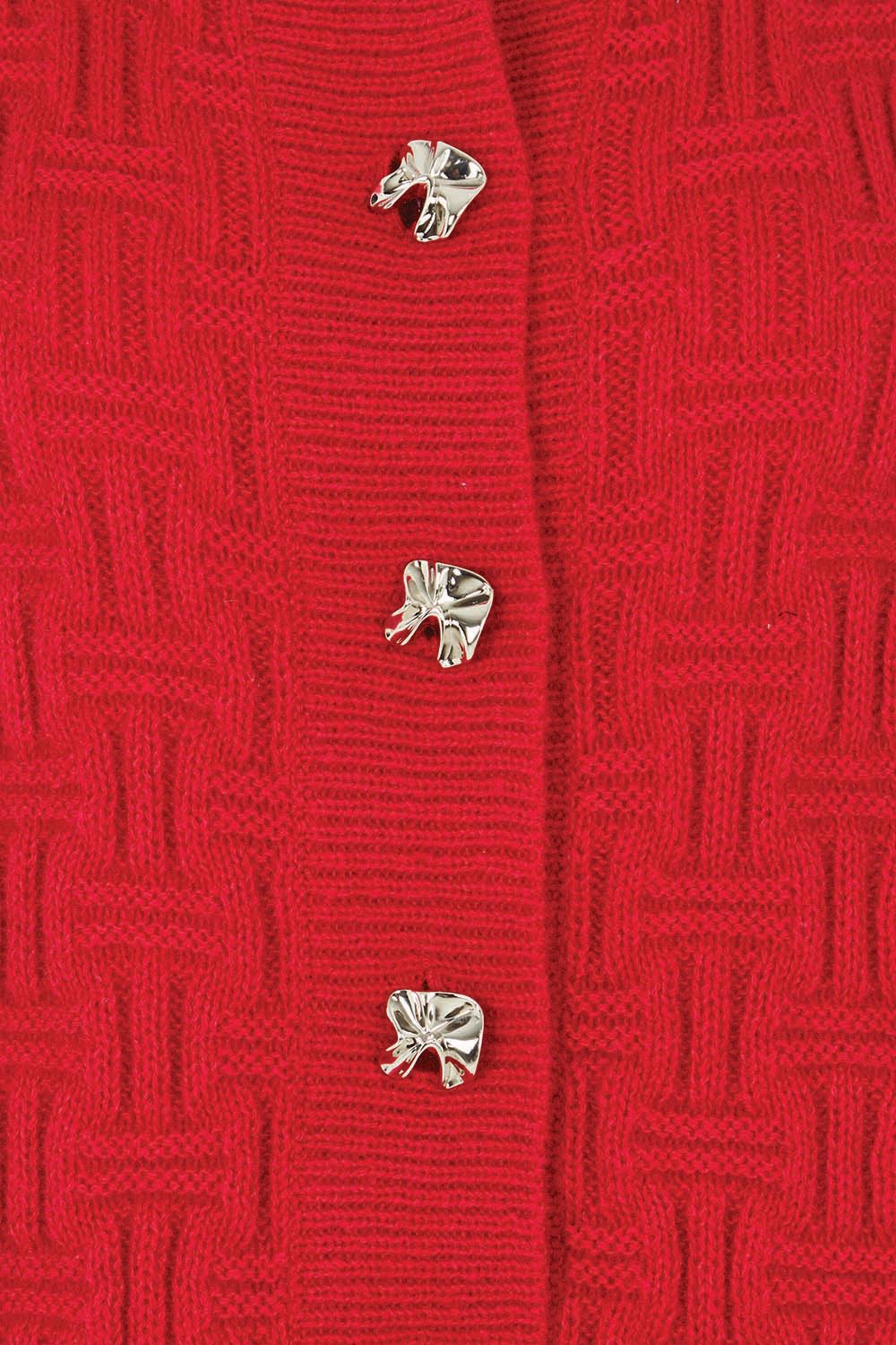 Product shot of the Zadie Vest in colour Poppyred (Red), detail