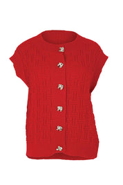 Product shot of the Zadie Vest in colour Poppyred (Red), from the front