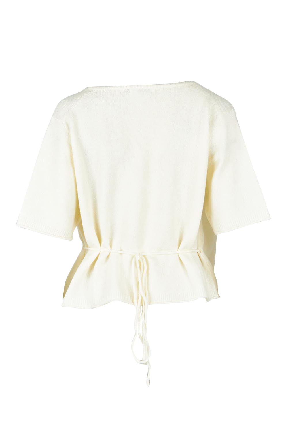 Product shot of the Casey Cardi in colour Cream (White), from the back