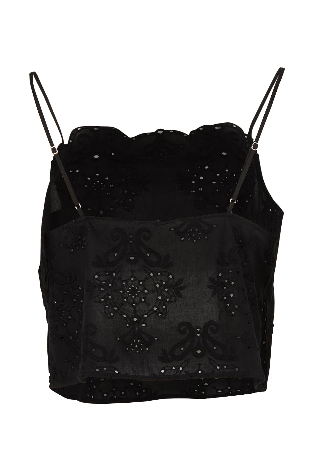 Product shot of the Ani Cotton Cami in colour Black (Black), from the back