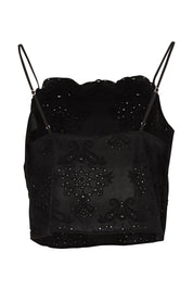 Product shot of the Ani Cotton Cami in colour Black (Black), from the back