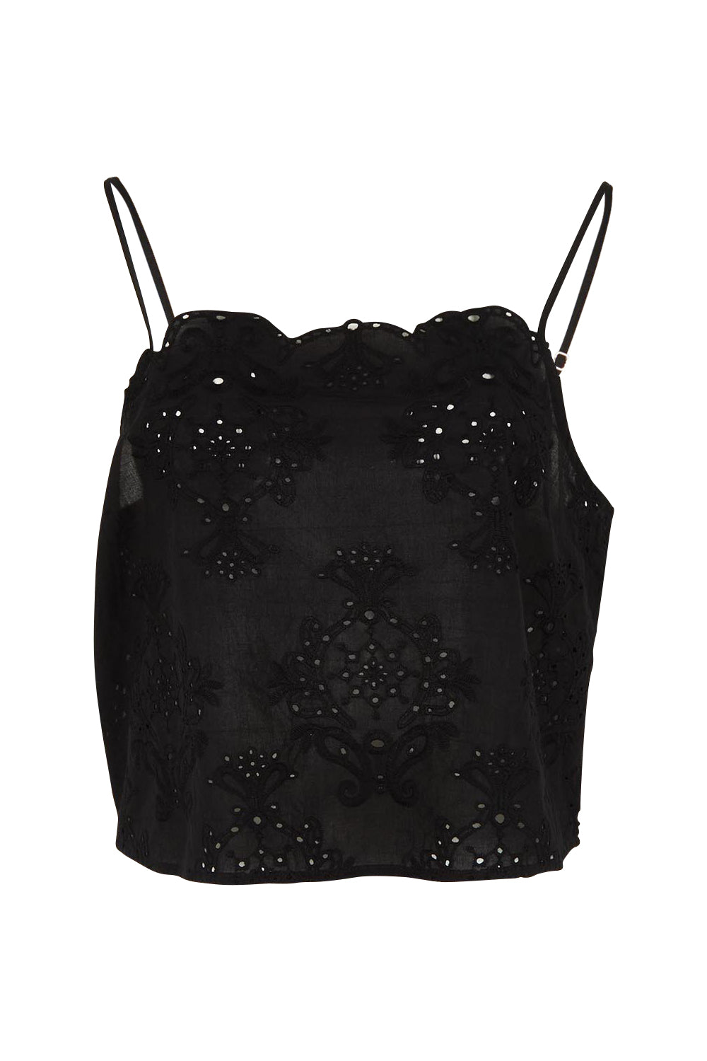 Product shot of the Ani Cotton Cami in colour Black (Black), from the front