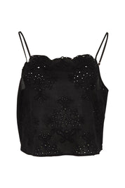 Product shot of the Ani Cotton Cami in colour Black (Black), from the front