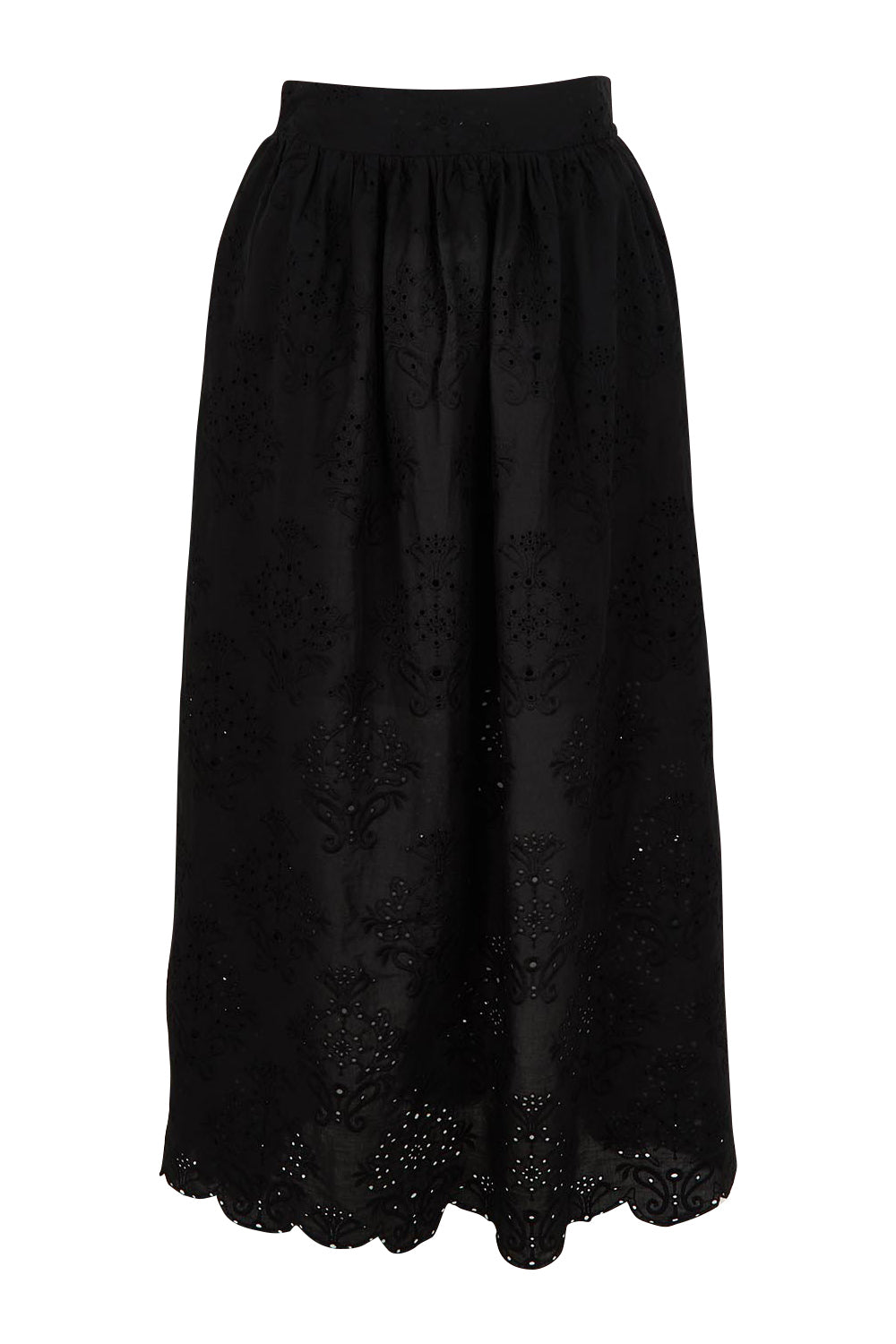 Product shot of the Ani  Cotton Full Skirt in colour Black (Black), from the front