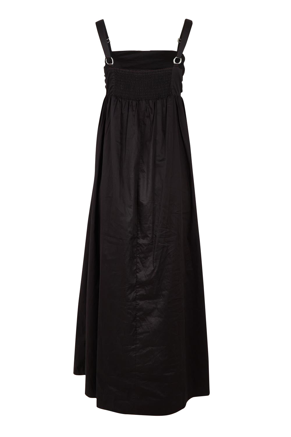Product shot of the Delaney Cotton Maxi Dress in colour Black (Black), from the back