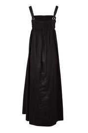 Product shot of the Delaney Cotton Maxi Dress in colour Black (Black), from the back