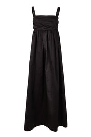 Product shot of the Delaney Cotton Maxi Dress in colour Black (Black), from the front