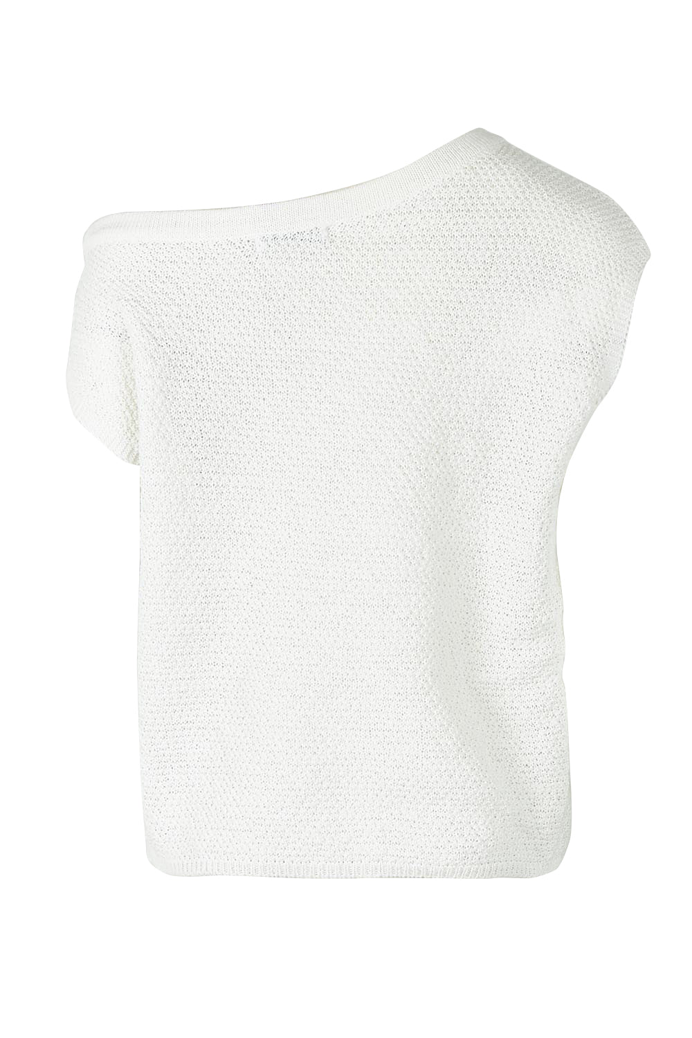 Product shot of the Jaci Cotton Blend Knit Top in colour White (White), from the back