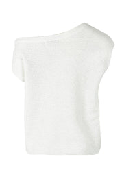Product shot of the Jaci Cotton Blend Knit Top in colour White (White), from the back
