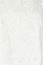 Product shot of the Zimmy Broderie Cotton Tank in colour Cream (White), detail