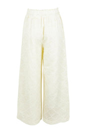 Product shot of the Zimmy Broderie Cotton Pant in colour Cream (White), from the back
