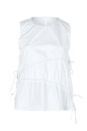 Product shot of the Elin Gathered Tie Top in colour White (White), from the front